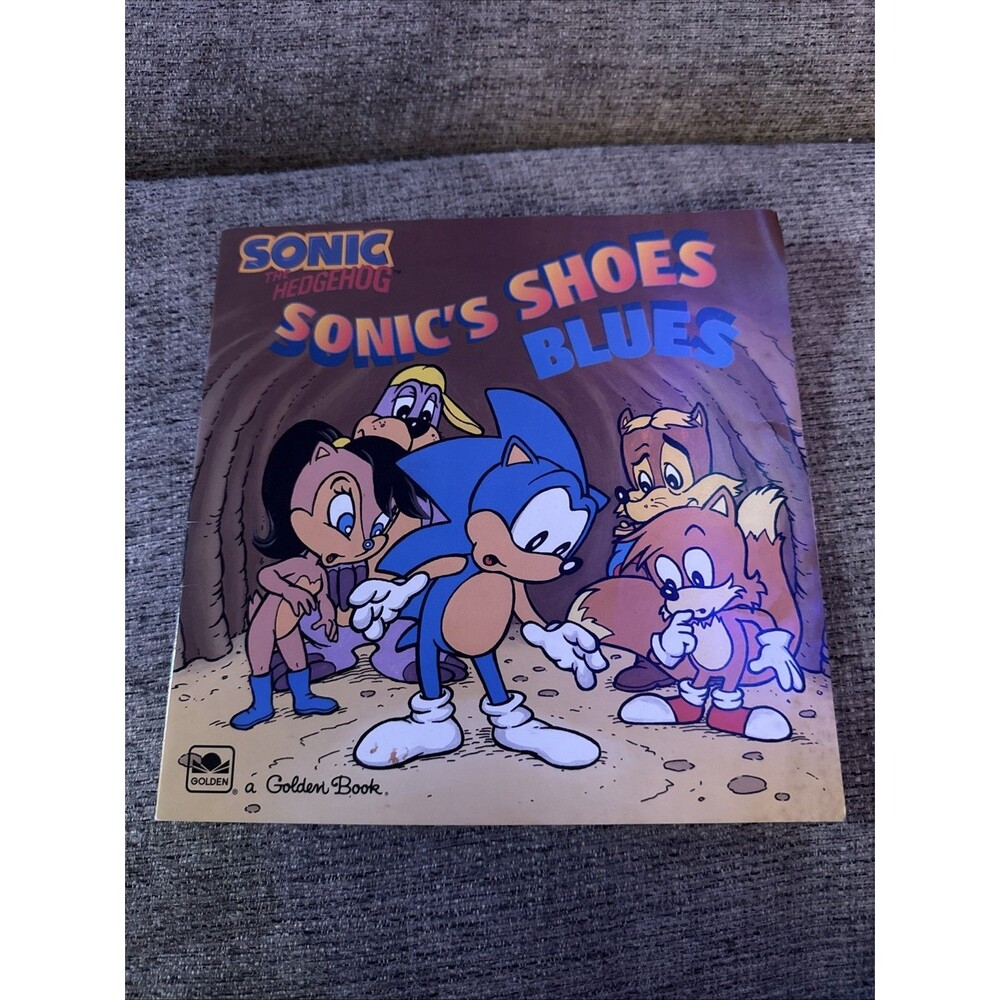 Sonic The Hedgehog Sonic's Shoes Blues softcover book Golden 1993